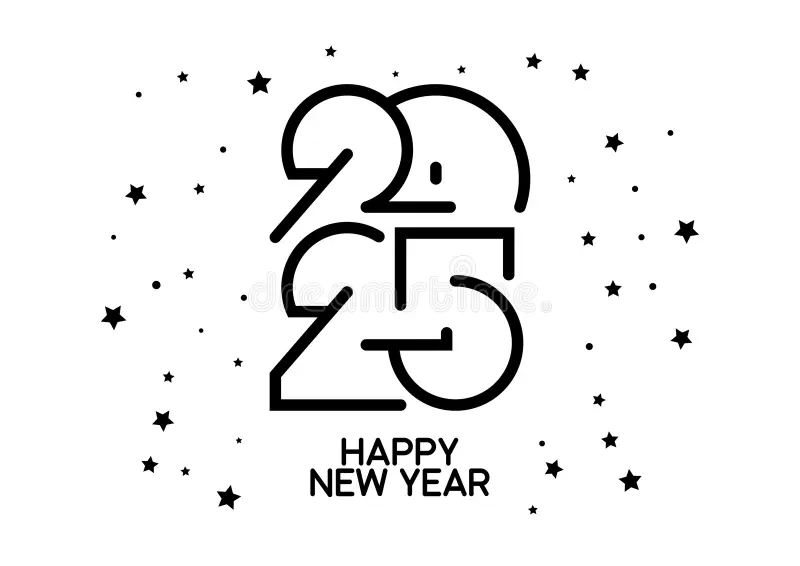 Happy New Year Black And White Clipart Free